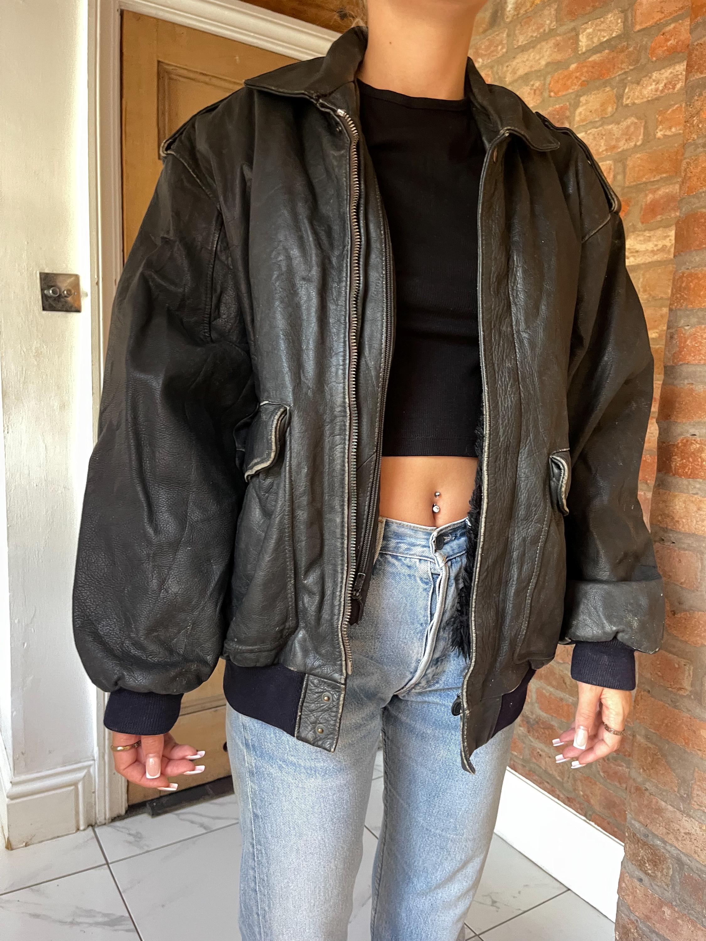 80s Normcore short real leather jacket