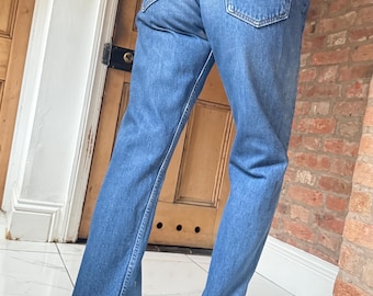 90’s vintage  tab faded  raw blue  mid wash 501   Levi’s jeans   W30    L35