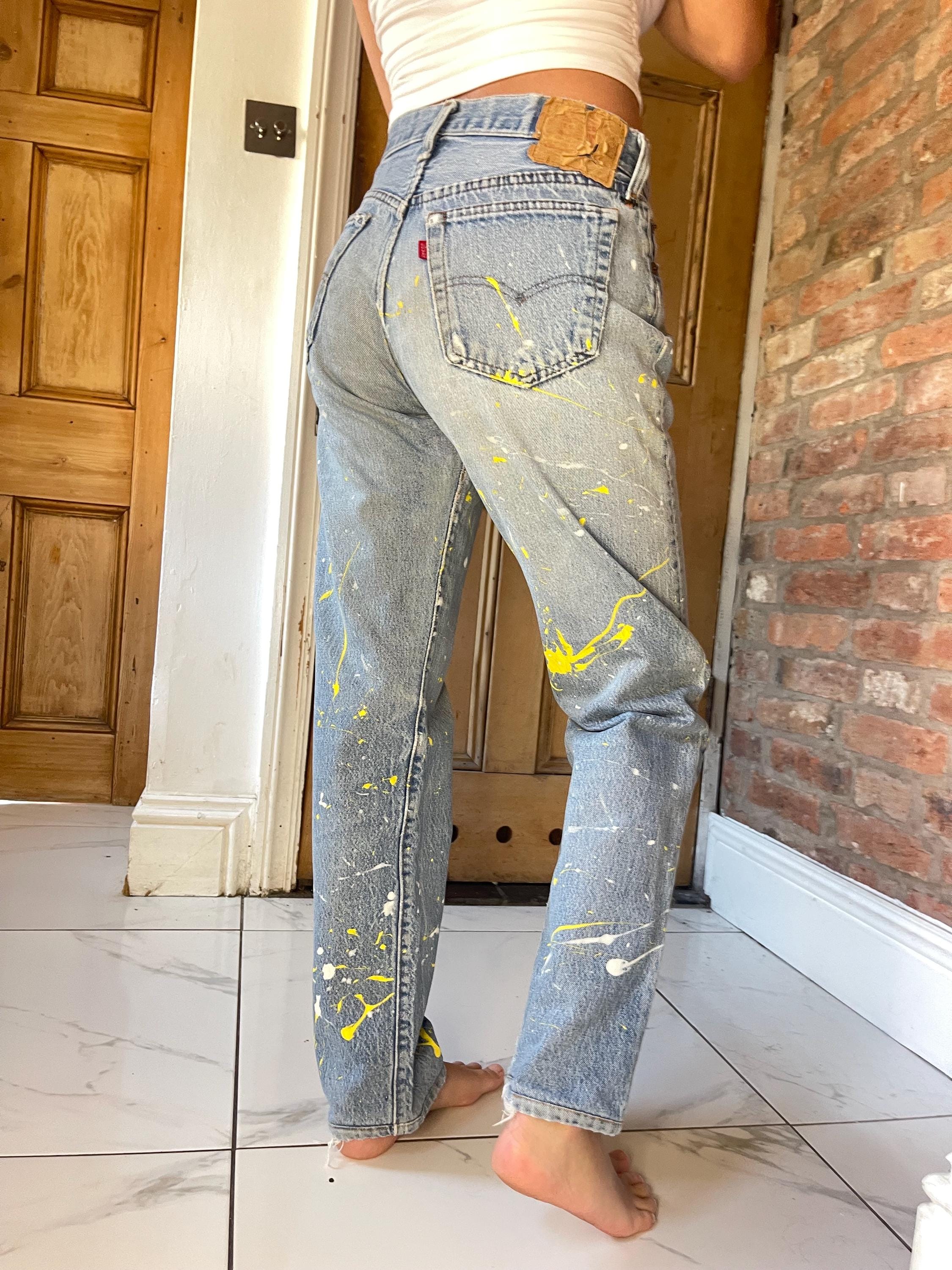 Art Paint Splatter Jeans Levis Vintage Levi's 501 Selvedge Custom