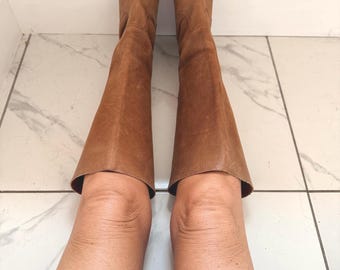 Hoge leren Shabbies Amsterdam-festivallaarzen, maat 6,5