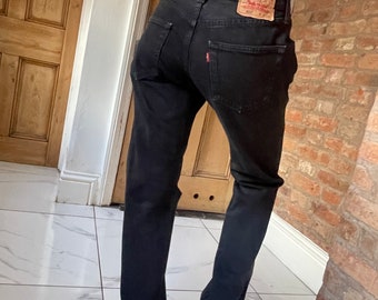 Vita 31 gamba 31 anni '90 Y2K 501 Levi Jeans Vintage lavaggio nero sbiadito levi Jeans Gambe dritte F28