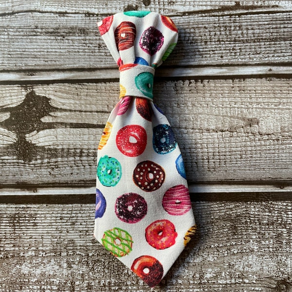 Adorable donut print cat or dog necktie, slides on collar.