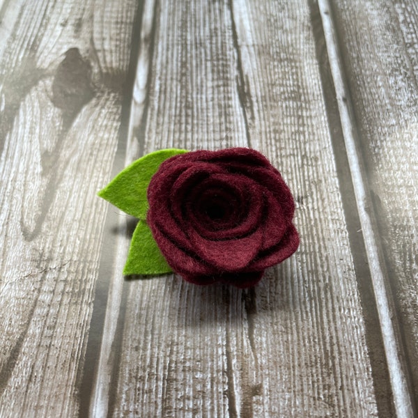 Gorgeous felt rose accent for dog or cat collar.