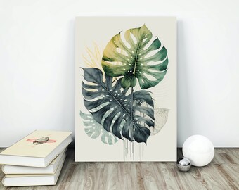 Botanical Wall Art | Monstera Print | Neutral Wall Art Decor | Boho Flower Art | Flower Market Print | Printable Art | Digital Download
