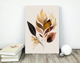 Botanical Wall Art | Leaf Print | Neutral Wall Art Decor | Boho Flower Art | Flower Market Print | Printable Art | Digital Download