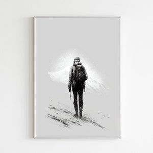 Ski Wall Art Print | Winter Hiking Gift | Neutral Wall Art Decor | Mountain Wall Decor | Snowboard Print | Printable Gift | Digital Download