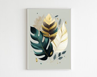 Botanical Wall Art | Leaf Print | Neutral Wall Art Decor | Boho Flower Art | Flower Market Print | Printable Art | Digital Download