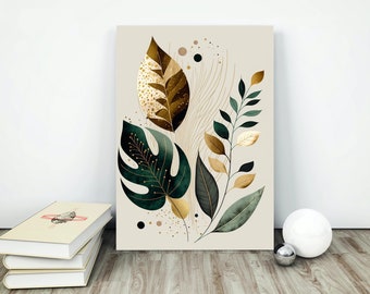 Botanical Wall Art | Leaf Print | Neutral Wall Art Decor | Boho Flower Art | Flower Market Print | Printable Art | Digital Download