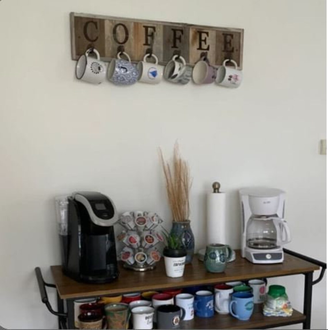 Coffee Mug Holder - Farmhouse Coffee Rack - Rustic Barn Wood Cup Hanger ...