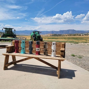 Farmhouse Mug Tree - Reclaimed Wood Cup Holder - 18 Color Choices - Mug Stand with cast iron hooks and base - Coffee and tea cup hanger rack image 5