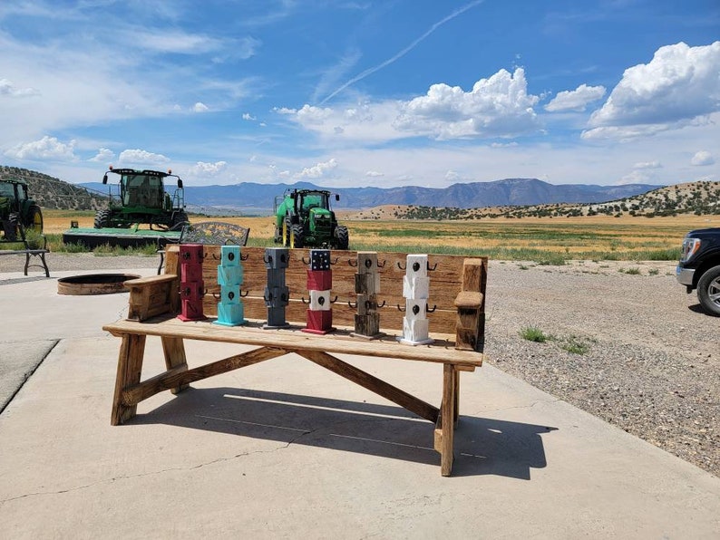 Farmhouse Mug Tree - Reclaimed Wood Cup Holder - 18 Color Choices - Mug Stand with cast iron hooks and base - Coffee and tea cup hanger rack image 5
