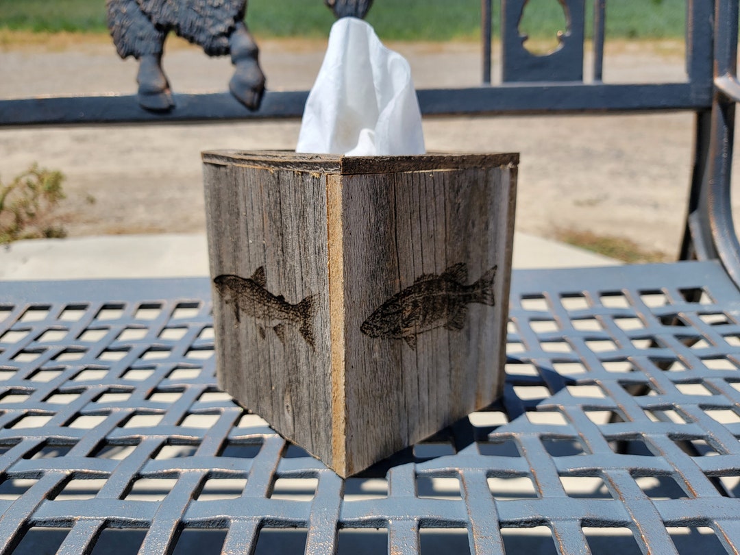 Fishing Themed Engraved Tissue Box Cover. Multiple Styles. Fly