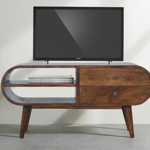 Retro Tv Stand Curved Media Unit Mid Century Tv Unit Etsy UK