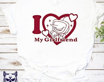 I Love My Girlfriend Mr. Tenna Shirt – Cute Toon Heart Tee, Romantic Cartoon Gift for Her, Funny Couples Shirt, Altcore Valentine’s Top