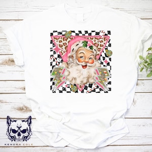 Santa Vintage Retro Pinky Shirt, Retro Pink Christmas Shirt, Cute Pink Trees Tee, Christmas Sweatshirt, Pink Santa Tee, Santa Pinky Sweater