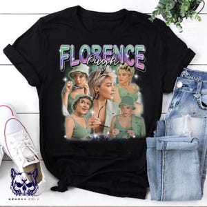 Florence Pugh Retro Bootleg T-Shirt, Vintage 90s Style Collage Tee, Celebrity Fan Merch, A24 Movie Star Shirt, Pop Culture Gift