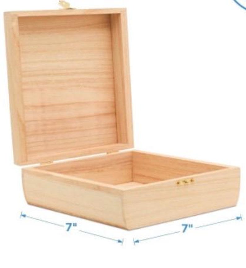 Unfinished Wooden Box With Hinge and Latch, Jewelry Box, DIY Craft ...