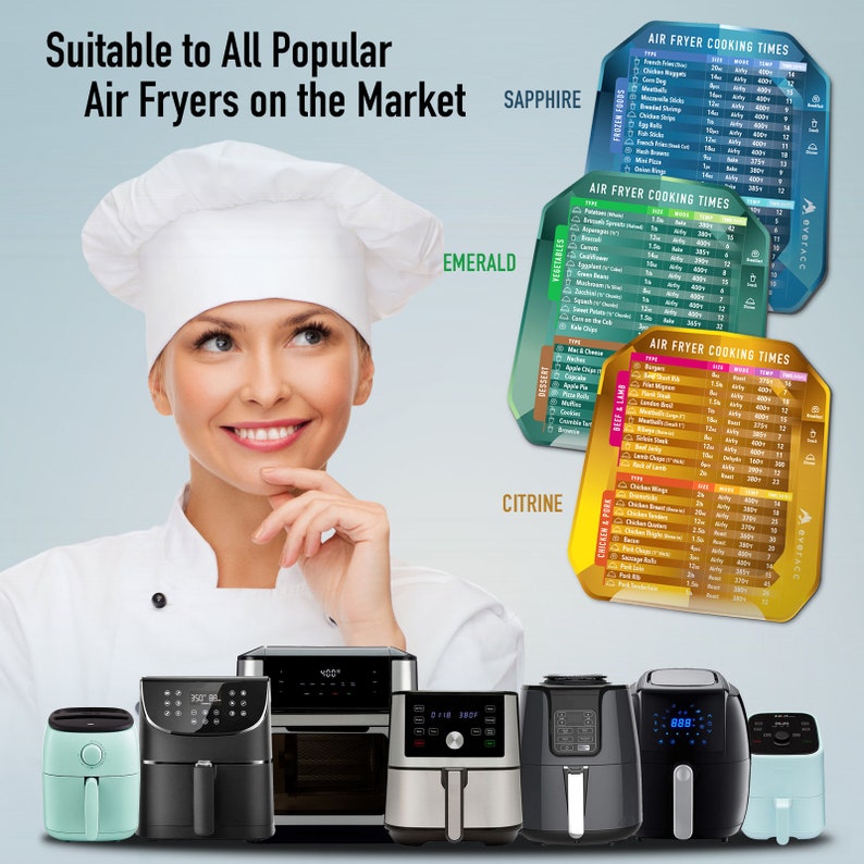 Air Fryer Cheat Sheet Set Air Fryer Accessories Etsy