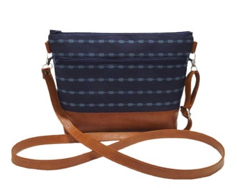 Knot stripes - 13 pockets Canvas Vegan Leather Crossbody bag, Grab N Go purse, summer stripe purse