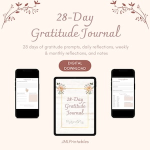 Gratitude Journal | 28-Day Digital Gratitude Journal | Digital Download PDF | Daily Gratitude Journal for iPad, Tablet, GoodNotes
