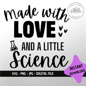 Hecho con amor y ciencia PNG - SVG - JPG, mono de FIV, anuncio de embarazo, revelación, archivo de corte, descarga digital, sublimación, bebé de FIV