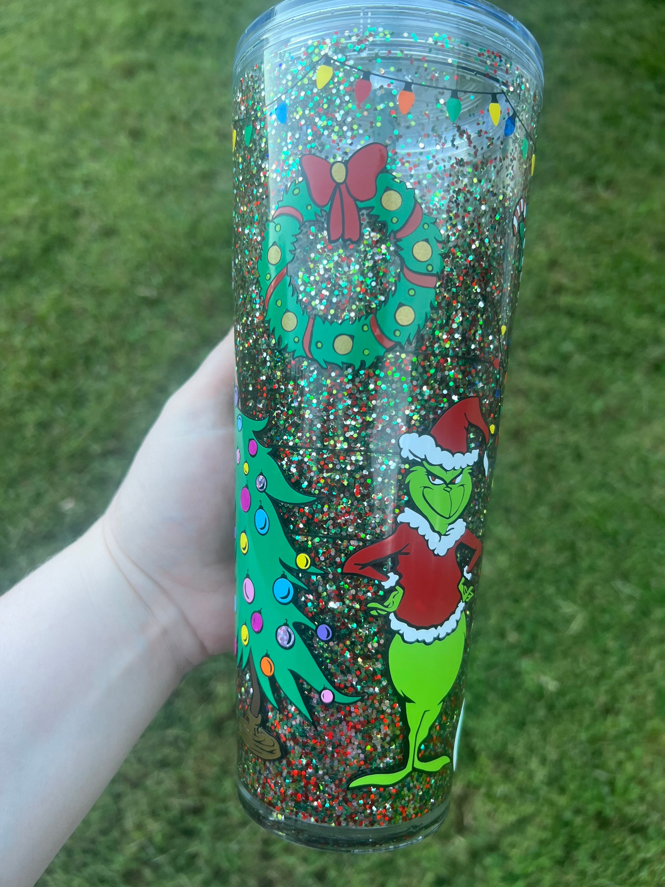 Baby Pink + Green GRINCH Snowglobe Tumbler – madewithglitter