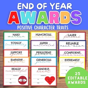 End of Year Positive Character Trait Awards