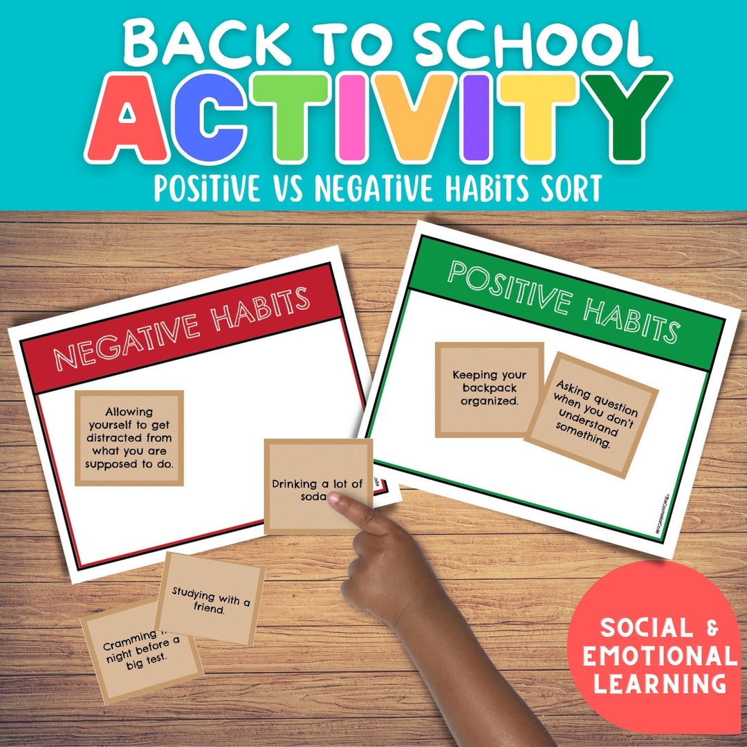 Positive Vs. Negative Habits Sort | Back to School Social & Emotional ...