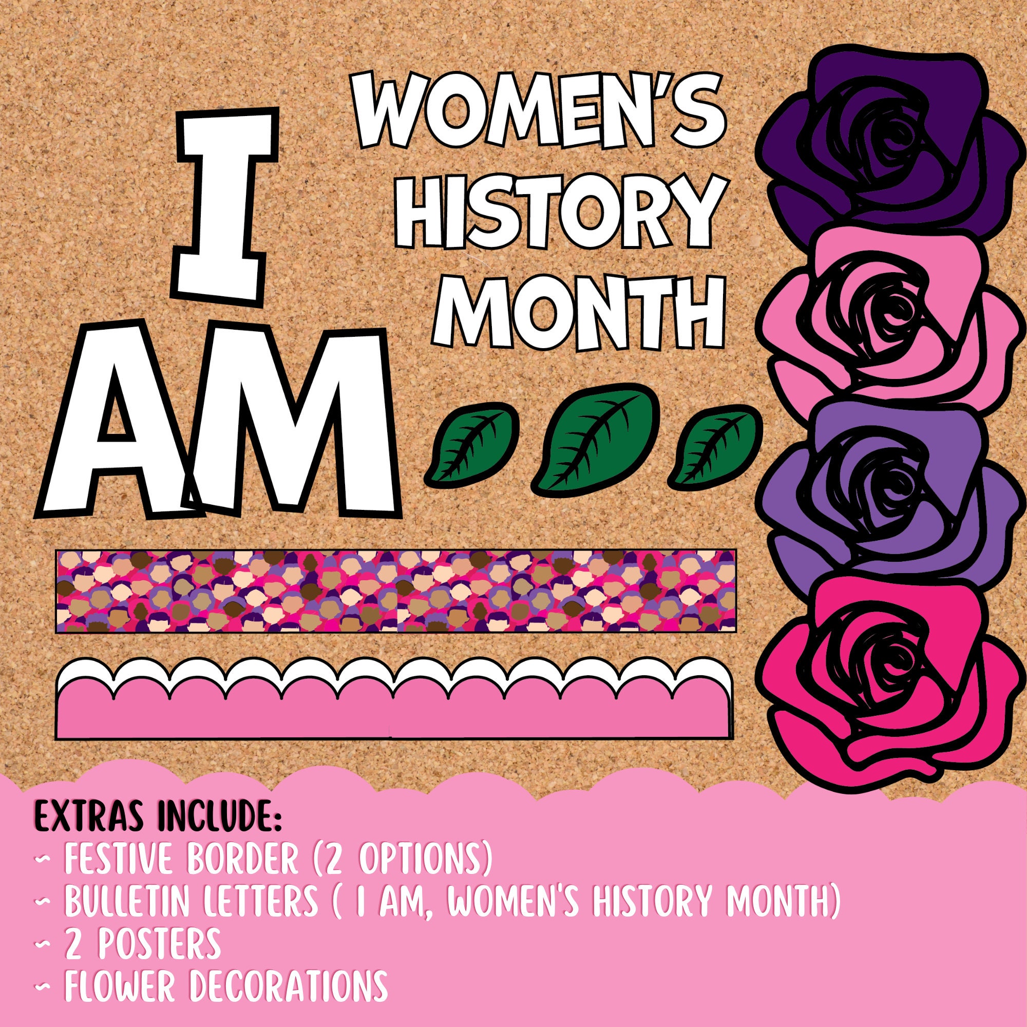 Women’s History Month Banner – NO-DIY Pre-Strung Glitter Banner, 4.1 Feet Long, Adjustable Letters