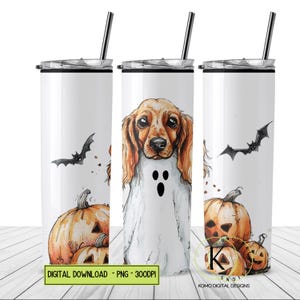 Funny Cute Halloweenie Tumbler Design 20 oz Skinny Sublimation Digital Download PNG Instant DIGITAL ONLY, Tumbler Wrap Clipart