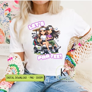 Let's Par Tee PNG Ladies Golf Design Best Friend Sublimation Printable Download Mother's Day Gift Funny Golf Towel Quote