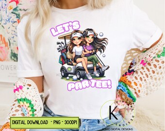 Let's Par Tee Clipart PNG Ladies Golf Design Best Friend Sublimation Printable Download Mother's Day Gift Funny Golf Towel Quote