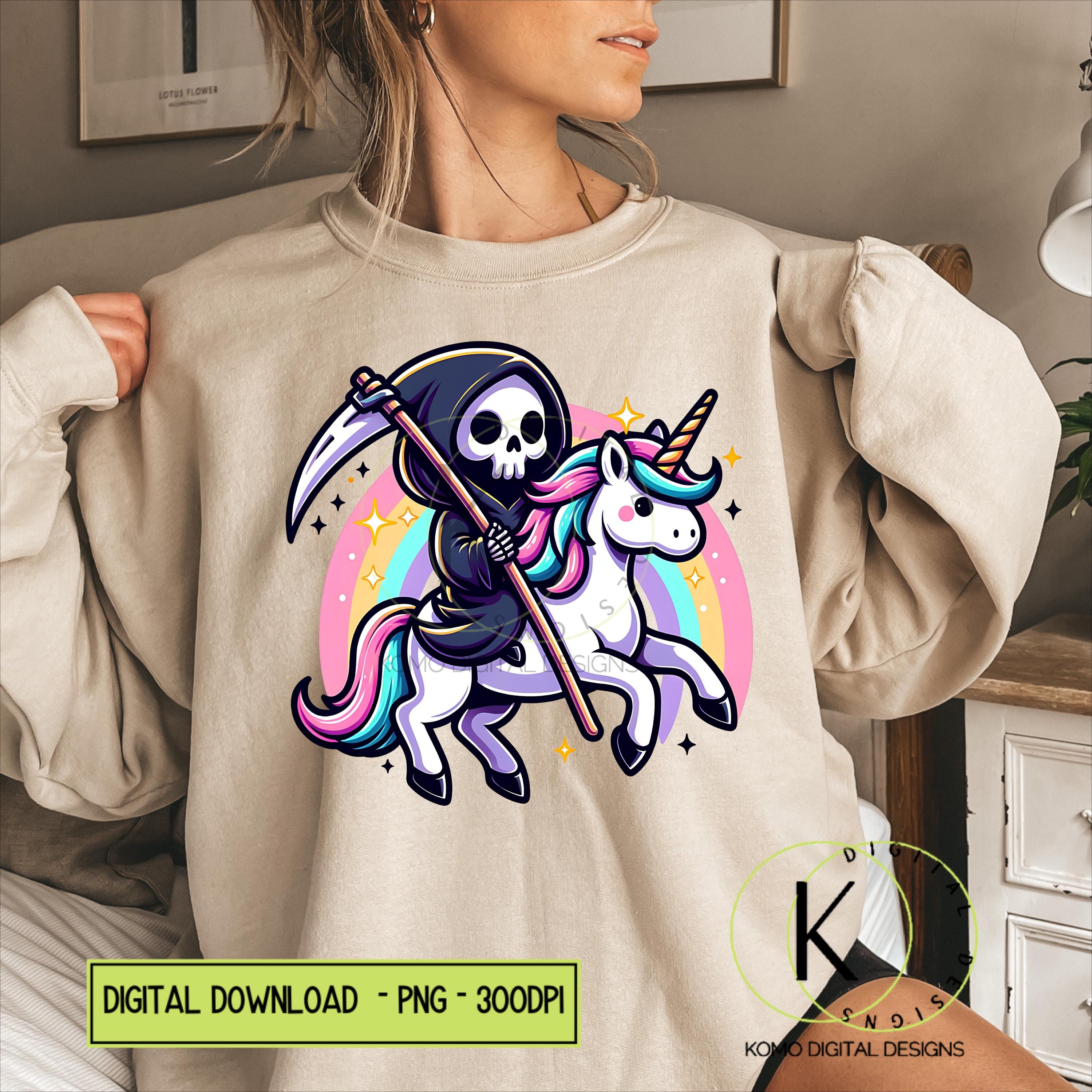 Dead Unicorn Grim Reaper Rainbow T-shirt Design Vector Download