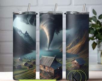 Tornado Twister Tumbler Wrap 20 oz Skinny Tumbler Sublimation Design PNG | Storm Weather Digital Download | Instant Download