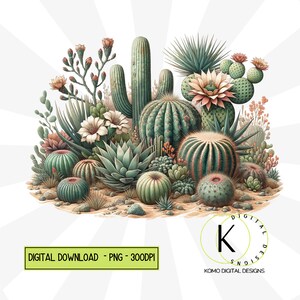 Boho sud-ouest Cactus succulente PNG t-shirt graphique sublimation design téléchargement numérique gobelet à café tasse PNG