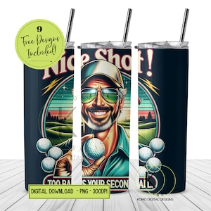 Nice Shot golfbeker wrap, grappige golf 20oz skinny png, golf mulligan humor, cadeau golftoernooi, golfsublimatie, digitale download