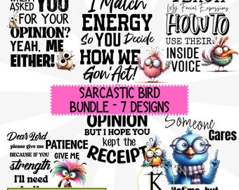 Sarcastic Funny Bird Bundle Digital Download PNG Sublimation DTF Adult Humour Graphics Design