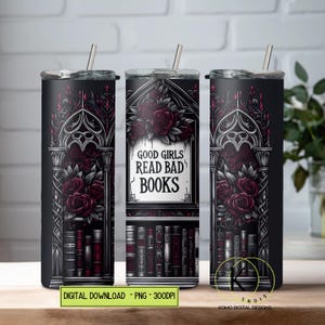 Le brave ragazze leggono brutti libri BookTok Book Lover 20 oz Skinny PNG Sublimazione Skinny Straight Tumbler Wrap Bundle Download digitale