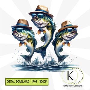 Sublimación de pez lubina PNG Diseño de camiseta para el día del padre Pesca en el hielo Vacaciones de verano Descarga digital Clipart de pez lubina