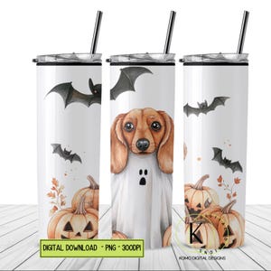 Funny Cute Halloweenie Tumbler Design 20 oz Skinny Sublimation Digital Download PNG Instant DIGITAL ONLY, Tumbler Wrap Clipart