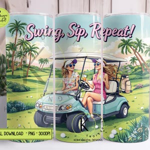 スイング シップ リピート タンブラー ラップ、おもしろい女性用ゴルフ 20 オンス スキニー PNG、女子ゴルフ旅行、独身女性用ゴルフ ギフト、昇華デジタル ダウンロード