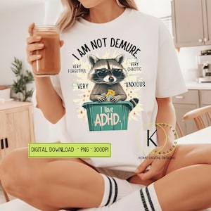 Pas timide ont TDAH, très oublieux gobelet skinny 20 oz Sublimation Design téléchargement numérique PNG NUMÉRIQUE instantané uniquement, emballage de gobelet raton laveur