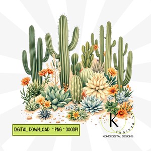 Boho sud-ouest Cactus succulente PNG t-shirt graphique sublimation design téléchargement numérique gobelet à café tasse PNG
