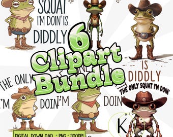 Western Frog Diddly Squat Bundle Funny Cowboy Frog PNG Designs  Digital Download Sublimation Clipart for Tumblers, Crafts, Stickers, Shirts