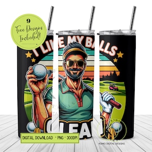 I Like My Balls Clean Tumbler Wrap PNG, Funny Golf 20oz Skinny Tumbler, Golf Sublimation PNG, Golfer Gift, Golf Humor Wrap, Digital Download
