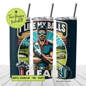 I Like My Balls Clean Tumbler Wrap PNG, Funny Golf 20oz Skinny Tumbler, Golf Sublimation PNG, Golfer Gift, Golf Humor Wrap, Digital Download
