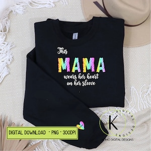 Cette maman porte son coeur sur sa manche Fête des Mères Png Téléchargement numérique Lucky Mama Sublimation Maman Bonus