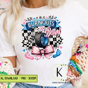 Burnouts or Bows PNG / Descarga digital de revelación de género / Diseño de camiseta divertida "Papá te ama" / Regalo de baby shower / Camiseta de sublimación de embarazo