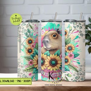 Joli emballage de verre Capybara, verre à sublimation Be Happy 20 oz png, conception numérique d'emballage de verre à positivité ne vous inquiétez pas, soyez cappy