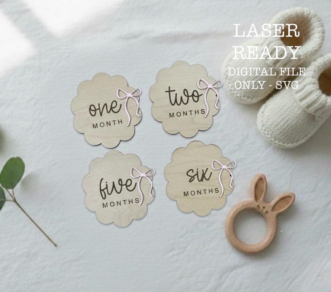 Baby Milestone Discs SVG File, Laser Cut Bow Design (digital Download ...